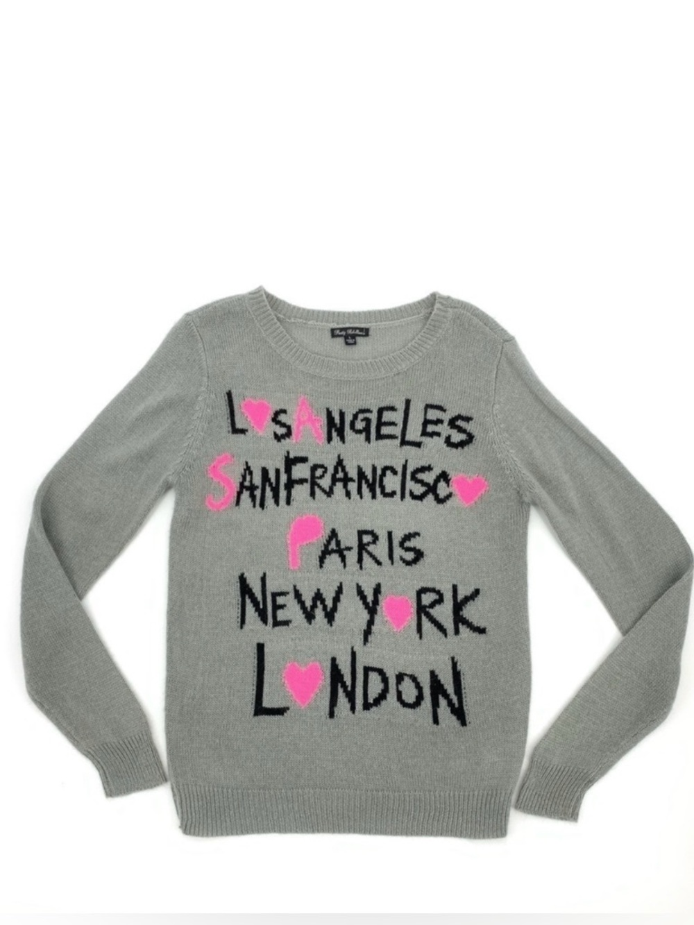 Pretty Rebellious Gray City Graphic Crewneck Pullover Sweater Size Large